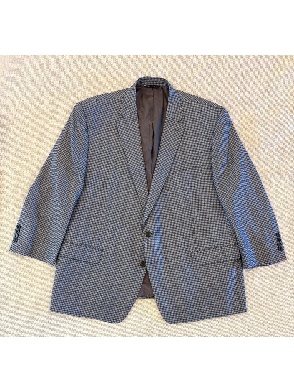 Ralph Lauren Men's Blue Plaid Houndstooth 2-Button Wool Blend Blazer 50R